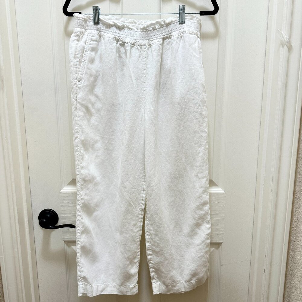 Charter Club Luxury Women's 100% Linen Pant Size M White Cottagecore Boho Beach